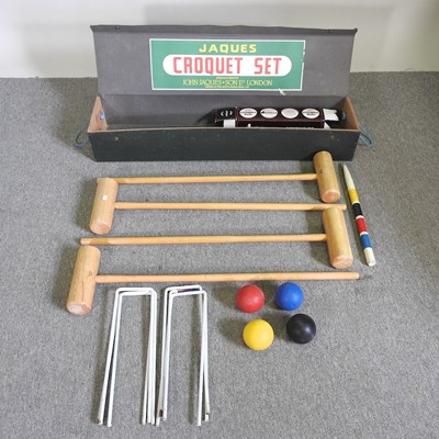 Lot 583 - A Jaques croquet set, in a wooden case, 107cm...