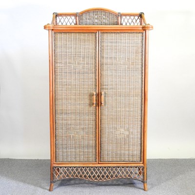 Lot 422 - A modern bamboo and rattan side cabinet