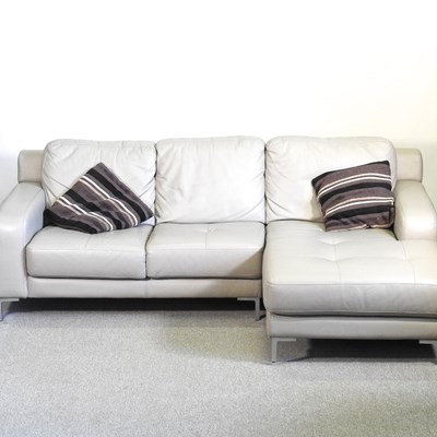 Lot 455 - A modern grey leather upholstered corner sofa,...
