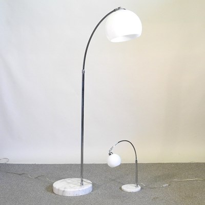 Lot 65 - A 1960's style chrome standard lamp, on a...