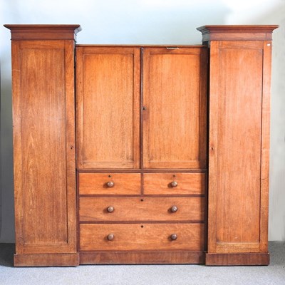 Lot 204 - A Victorian mahogany combination wardrobe,...