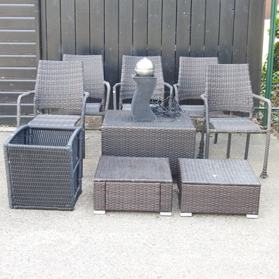 Lot 470 - A set of five rattan garden armchairs,...