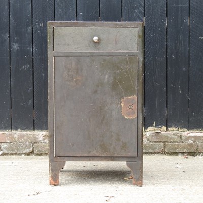 Lot 579 - A green painted metal industrial cabinet