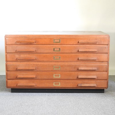 Lot 540 - A mid 20th century plan chest, in two parts,...