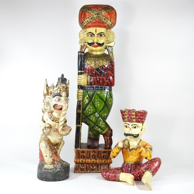 Lot 277 - A carved and painted Indonesian figure, 77cm...