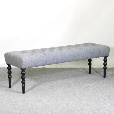 Lot 29 - A modern grey upholstered long stool, on...