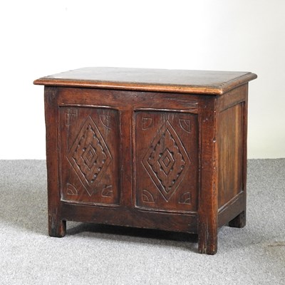 Lot 350 - A 19th century oak coffer, of small proportions