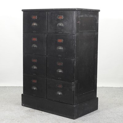 Lot 435 - An early 20th century black painted filing cabinet