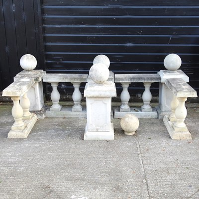 Lot 101 - A collection of cast stone balustrade, each...