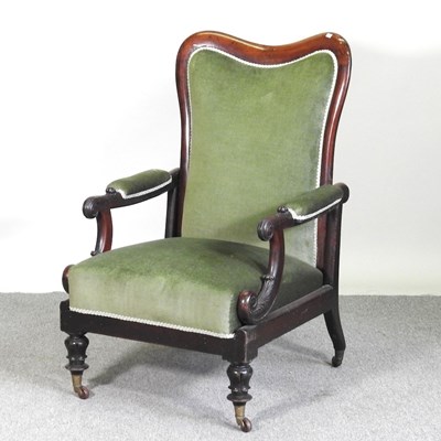 Lot 301 - A 19th century green upholstered reclining...