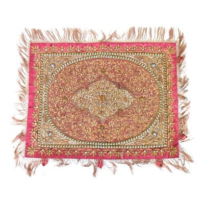 Lot 9 - A prayer mat, with bead and stitch work, from...