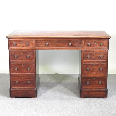 Lot 73 - A Victorian mahogany pedestal desk, with an...