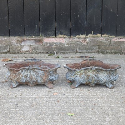 Lot 373 - A pair of cast iron garden planters, 48cm wide...