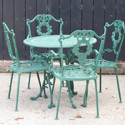 Lot 167 - A green painted metal circular garden table,...