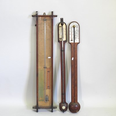 Lot 581 - A 19th century stick barometer, 89cm high,...