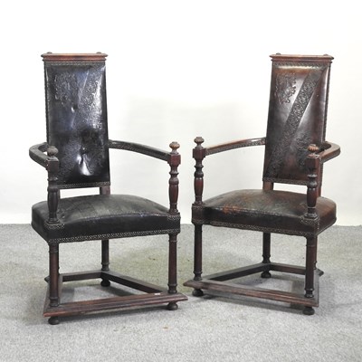 Lot 275 - A pair of 19th century continental open armchairs