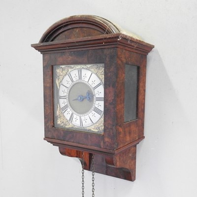 Lot 364 - A walnut cased hood clock, of small...