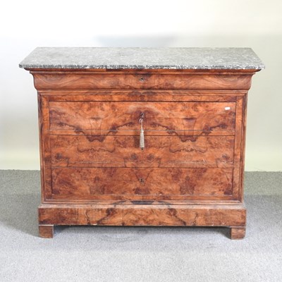 Lot 456 - A 19th century French walnut marble top...