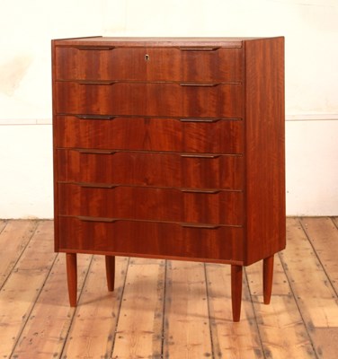 Lot 4 - A Danish teak chest of six long drawers, 1960s,...