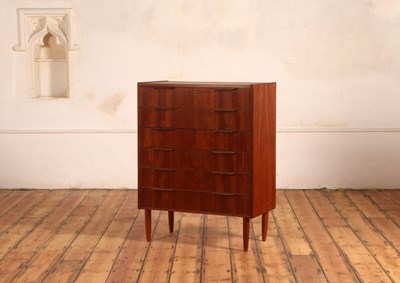 Lot 4 - A Danish teak chest of six long drawers, 1960s,...
