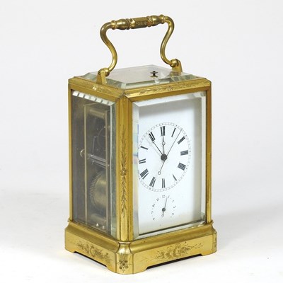 Lot 324 - A 19th century brass cased carriage clock,...