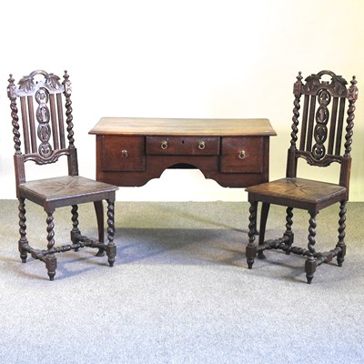 Lot 374 - A pair of 19th century carved oak side chairs,...