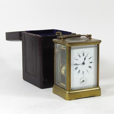 Lot 588 - A 19th century brass cased carriage clock,...