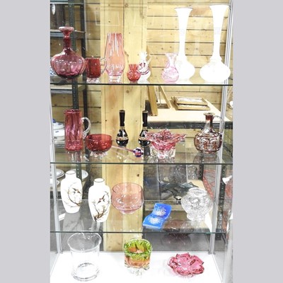 Lot 511 - A pair of French opaline glass vases, 23cm...