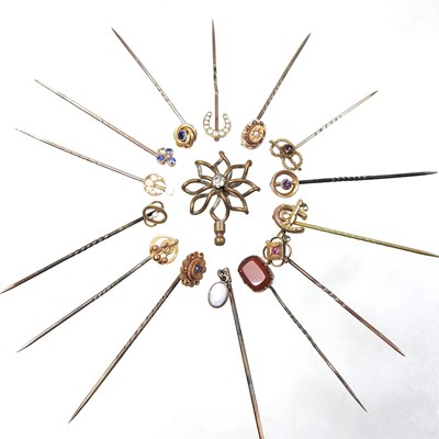 Lot 23 - A collection of mainly Victorian tie pins, to...