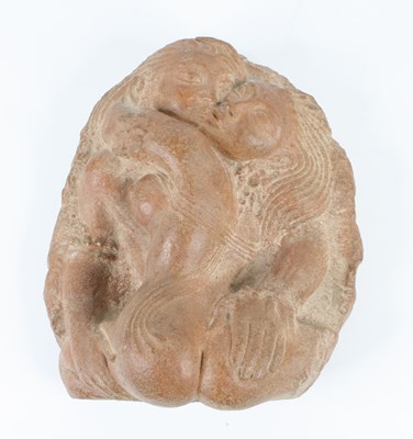 Lot 21 - An Indian terracotta relief of lovers, appears...