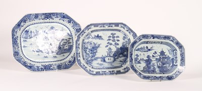 Lot 517 - Three Chinese blue and white porcelain meat...