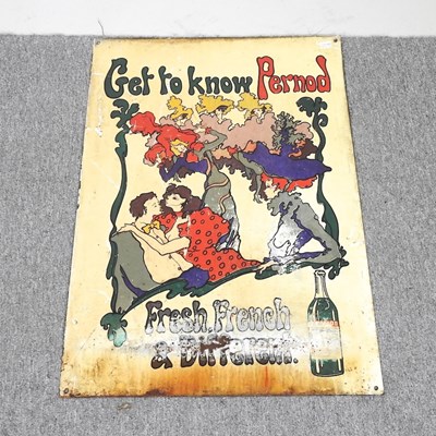 Lot 330 - An enamel advertising sign, Get to Know Pernod,...