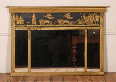 Lot 275 - A gilt framed triptych overmantel mirror, 19th...