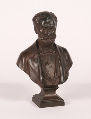 Lot 450 - A bronze head and shoulders bust of a bearded...