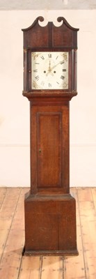 Lot 258 - An oak and mahogany long case clock, early...