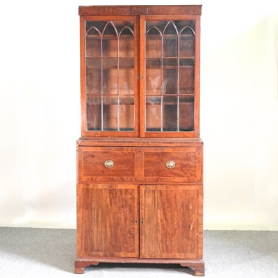 Lot 235 - A George III mahogany secretaire bookcase,...