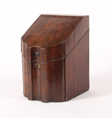 Lot 525 - A George III mahogany knife box, of shaped...