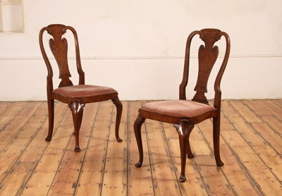 Lot 306 - A pair of Queen Anne style figured walnut...