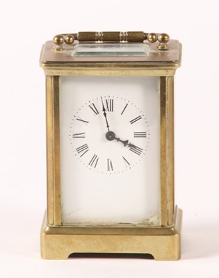 Lot 128 - A brass carriage clock, 20th century, the...