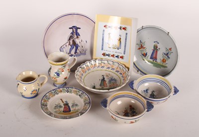 Lot 145 - A collection of Quimper faience pottery, to...