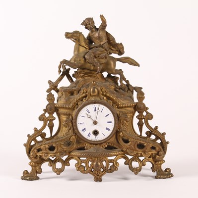 Lot 250 - A French gilt spelter mantel clock, 19th...