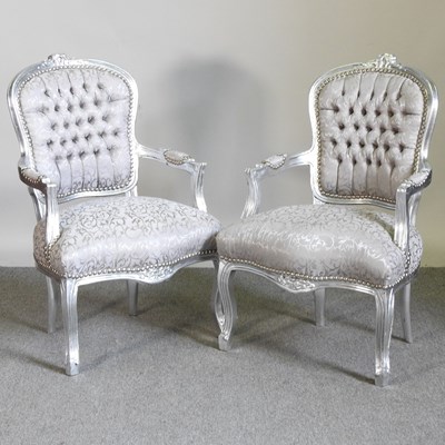 Lot 201 - A pair of French style silver and grey...