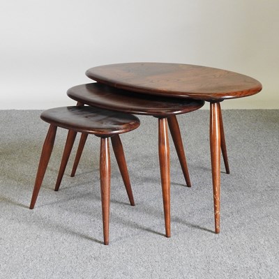 Lot 5 - A nest of three 1960's Ercol medium elm pebble...