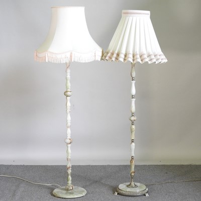 Lot 258 - A green onyx standard lamp, together with...