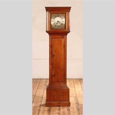 Lot 212 - An 18th century pine cased longcase clock, the...