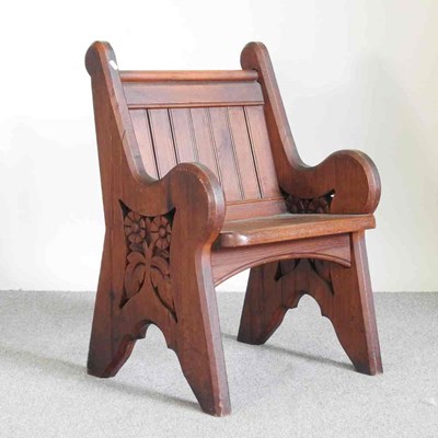 Lot 461 - A 19th century Gothic style pew, with carved...
