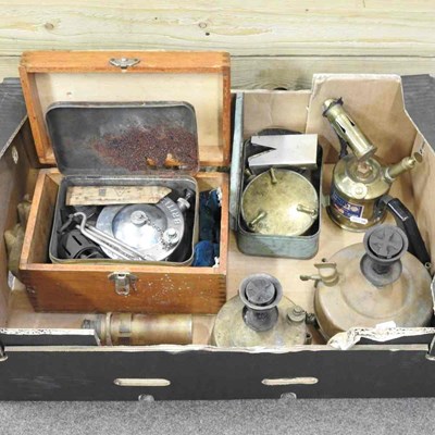 Lot 199 - A vintage camping stove, together with four...
