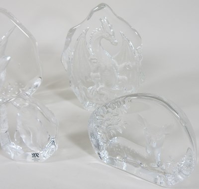 Lot 101 - A collection of five Swedish crystal paperweights