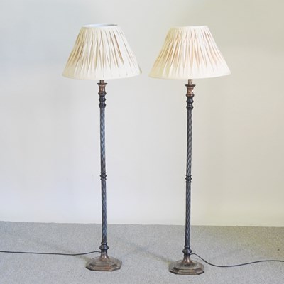 Lot 300 - A pair of Laura Ashley bronzed metal standard...
