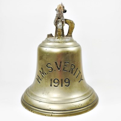 Lot 19 - A bronze ship's bell, inscribed H.M.S. Verity,...